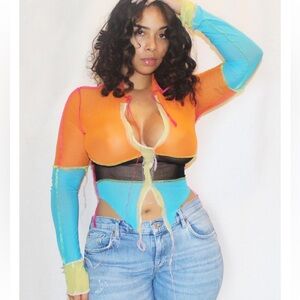 Block color sexy top